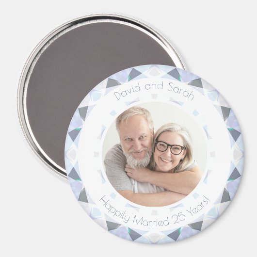 Silver 25. Wedding Anniversary Keepake-Geschenk Magnet (Vorderseite/Rückseite)