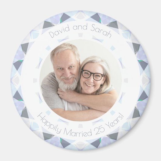 Silver 25. Wedding Anniversary Keepake-Geschenk Magnet (Vorne)