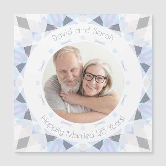Silver 25. Wedding Anniversary Keepake-Geschenk Magnetkarte (Vorderseite)
