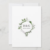 Silver 25. Wedding Anniversary Monogram Floral Einladung (Rückseite)