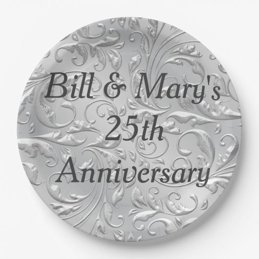 Silver 25. Wedding Anniversary Party Paper Teller (Vorderseite)