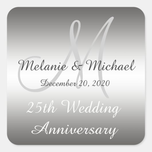 Silver 25. Wedding Anniversary Stickers (Vorderseite)