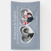 Silver 25. Wedding Jubiläum 2 Herz Foto Banner (Vertikal)
