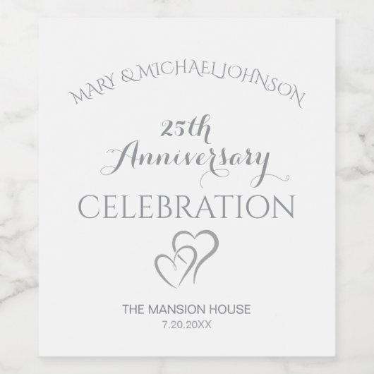 Silver 25th Anniversary Weinetikett (Einzelnes Label)