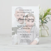 Silver 25th Anniversary wlith Photo Einladung (Stehend Vorderseite)