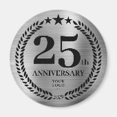 Silver 25th Business Logo Anniversary Magnet (Vorne)