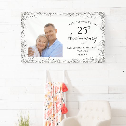 Silver 25th Wedding Anniversary Banner (Insitu)