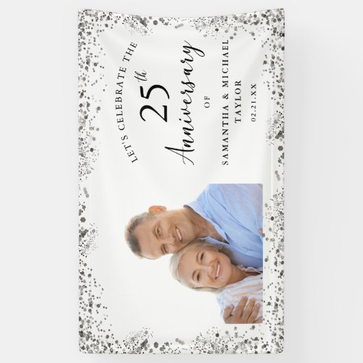 Silver 25th Wedding Anniversary Banner (Vertikal)