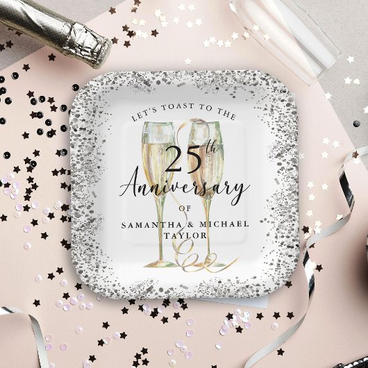 Silver 25th Wedding Anniversary Pappteller