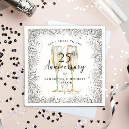 Silver 25th Wedding Anniversary Serviette