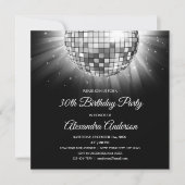 Silver 30. Geburtstag Party Disco Tanzball Einladung (Vorderseite)