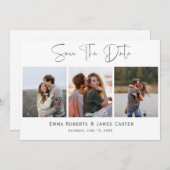 Silver 3-Foto-Save the Date-Karte Save The Date (Vorne/Hinten)