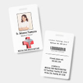 Silver 3D Caduceus Cross Red Medical Foto ID Ausweis (Vorder- & Rückseite)