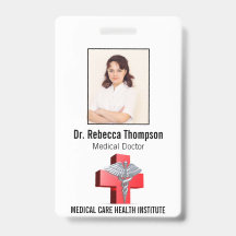 Silver 3D Caduceus Cross Red Medical Foto ID