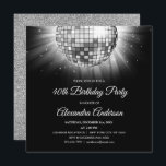Silver 40. Geburtstag Party Disco Ball Einladung<br><div class="desc">Silver 40 Geburtstag Party Disco Ball Party Einladung. Die silberne und schwarze 40. Geburtstagsfeier Party Einladung eignet sich perfekt für ein modernes 40. Geburtstagsfest.</div>