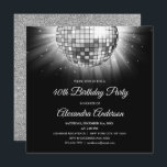 Silver 40. Geburtstag Party Disco Ball Einladung<br><div class="desc">Silver 40 Geburtstag Party Disco Ball Party Einladung. Die silberne und schwarze 40. Geburtstagsfeier Party Einladung eignet sich perfekt für ein modernes 40. Geburtstagsfest.</div>