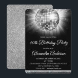 Silver 40. Geburtstag Party Disco Ball Einladung<br><div class="desc">Silver 40 Geburtstag Party Disco Ball Party Einladung. Die silberne und schwarze 40. Geburtstagsfeier Party Einladung eignet sich perfekt für ein modernes 40. Geburtstagsfest.</div>