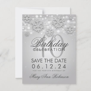 Silver 40. Geburtstag Rett Winterdatum Save The Date