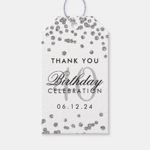 Silver 40. Geburtstag Vielen Dank Glitzer Confetti Geschenkanhänger