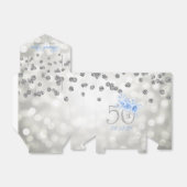 Silver 50. Geburtstag Danke Blue Floral Geschenkschachtel (Ungefaltet)