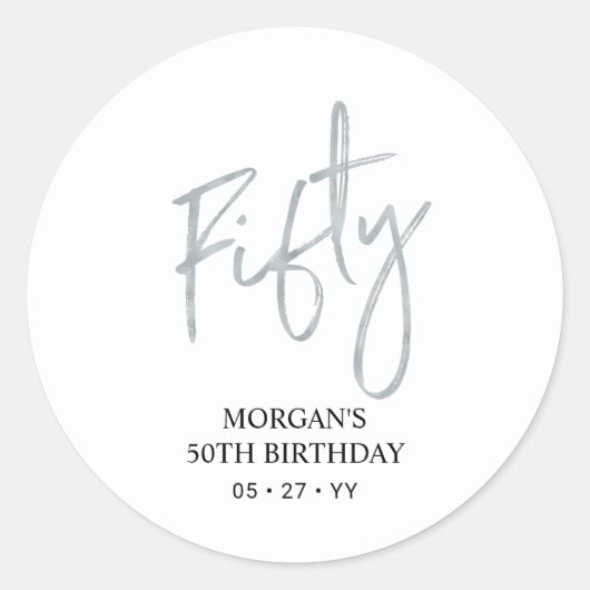 Silver 50. Geburtstag Gefallen Vielen Dank Runder Aufkleber (Vorderseite)
