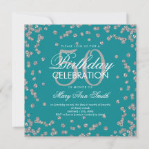 Silver 50. Geburtstag Glitzer Confetti Aquamarin