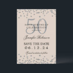 Silver 50 Geburtstag Rett Date Confetti Champagne Einladung<br><div class="desc">Elegantes "50th Birthday Party" Design mit Imitats Glitzer Konfetti und Details Text. Einfach zu bedienen und leicht zu personalisieren. Bestelle noch heute!</div>