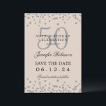 Silver 50. Geburtstag Rett Date Details Champagne Einladung<br><div class="desc">Elegantes "50th Birthday Party" Design mit Imitats Glitzer Konfetti & Details Text. Einfach zu bedienen und leicht zu personalisieren. Bestelle noch heute!</div>