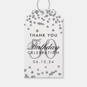 Silver 50. Geburtstag Vielen Dank Glitzer Confetti Geschenkanhänger