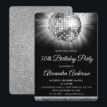Silver 50. Geburtstagsparty Silver Disco Ball Einladung<br><div class="desc">Silver Fünfzigste Geburtstagsparty Silver Disco Ball Party Einladung. Die 50. Geburtstagsfeier in Silber und Schwarz lädt zu einer modernen 50. Geburtstagsparty ein.</div>