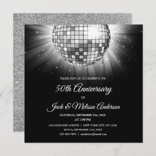Silver 50 Jahre Party Disco Ball Einladung