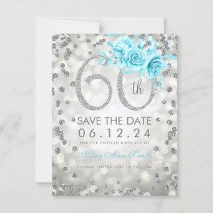 Silver 60. Geburtstag Aquamarin Lights Save the Da Date