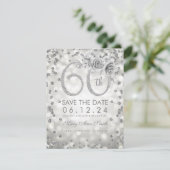 Silver 60. Geburtstag Glam Leuchten Save the Date (Stehend Vorderseite)