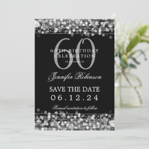 Silver 60. Geburtstag Save the Date mit Details Einladung