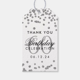 Silver 60. Geburtstag Vielen Dank Glitzer Confetti Geschenkanhänger
