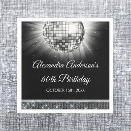 Silver 60. Geburtstagsparty 70's Disco Ball Serviette