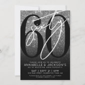 Silver 60. Wedding Anniversary Party Einladung (Vorderseite)