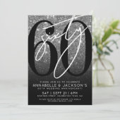 Silver 60. Wedding Anniversary Party Einladung (Stehend Vorderseite)