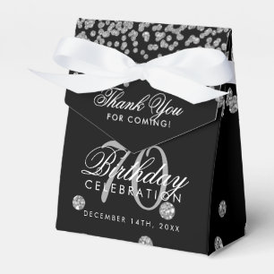 Silver 70. Geburtstag Danke Confetti Black Geschenkschachtel