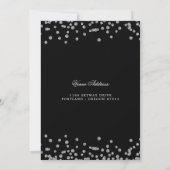 Silver 70. Geburtstag Rett Date Confetti Black Einladung (Rückseite)