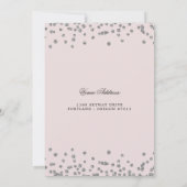 Silver 70. Geburtstag Rett Datum Confetti Rosa Einladung (Rückseite)