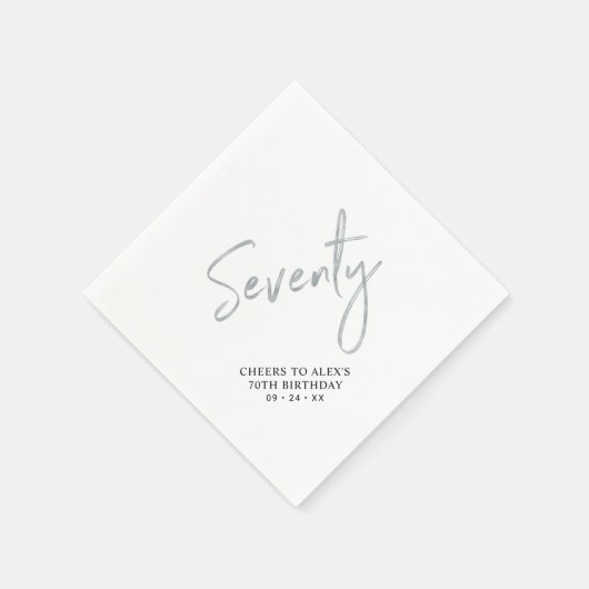Silver 70 Modern Adult 70. Geburtstagsparty Serviette (Ecke)