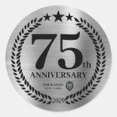 Silver 75-jähriges Logo für kundenspezifische Prod Runder Aufkleber (Vorderseite)