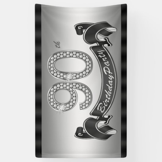 Silver 90. Geburtstagsparty Banner (Vertikal)