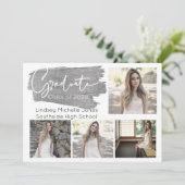 Silver Abschluss Ankündigung & Party Einladung (Stehend Vorderseite)