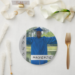 Silver Abschluss   Chic Modern Grad Foto Party Pappteller