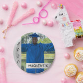 Silver Abschluss | Chic Modern Grad Foto Party Pappteller (Party)