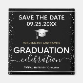 Silver Abschluss Save the Date Magnet (Vorne)