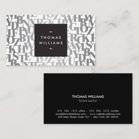 Silver Abstrakt Letterforms II Autoren, Schriftste Visitenkarte (Vorne/Hinten)