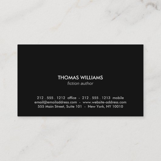 Silver Abstrakt Letterforms II Autoren, Schriftste Visitenkarte (Rückseite)